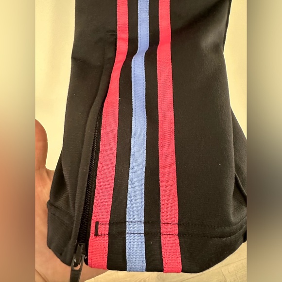 Adidas zip ankle trefoil EUC black pink blue track pants athletic sweatpants - Picture 4 of 12